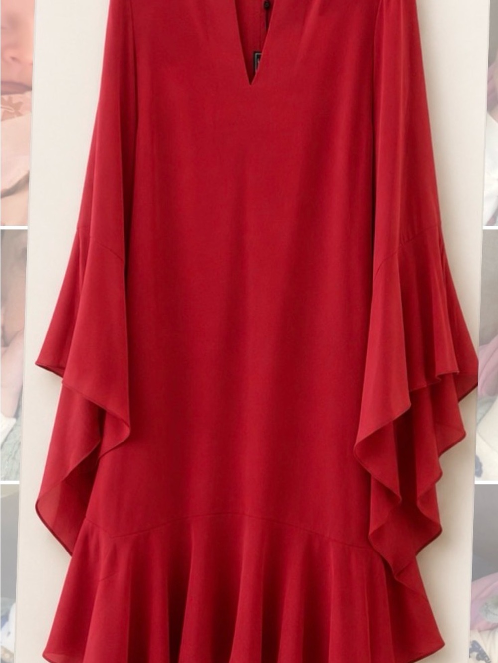 BCBGMaxAzria Rust Long-Sleeve Ruffle-Hem Dress tags removed by accident worn 1 x